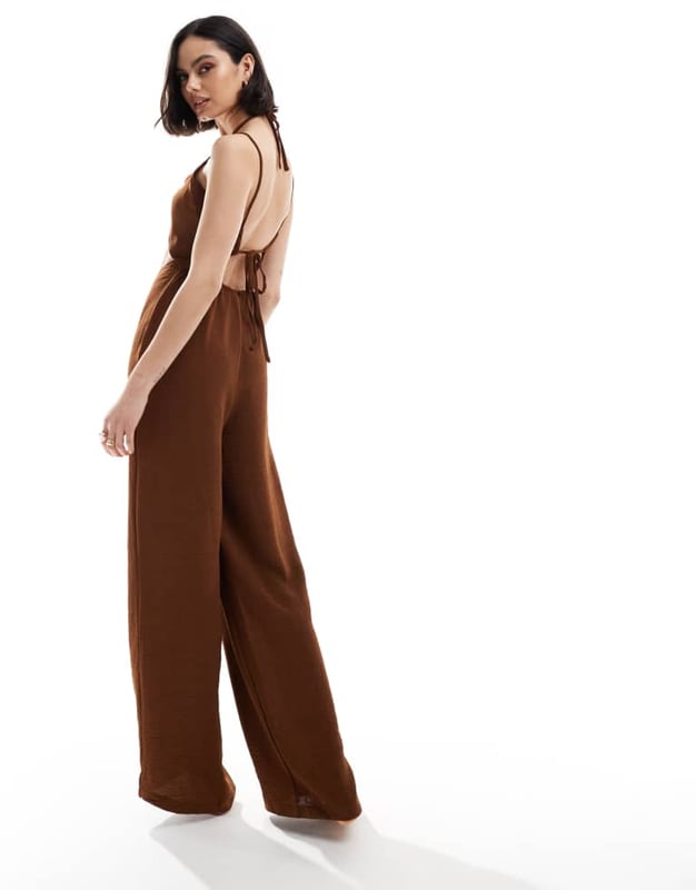 Jumpsuits & Playsuits by The Frolic Summer, styled Halterneck style Fixed straps Cut-out and ring detail Tie fastenings Wide leg Regular fitSold By: Asos