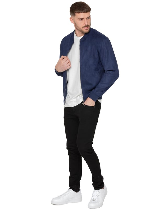 Introducing the Men's Suede Bomber Jacket, a versatile and fashionable wardrobe staple, perfect for layering. Made from soft suede, this jacket offers a luxurious texture and feel. It features a timeless bomber style with a zip-up front, ribbed cuffs, and hem for a comfortable, fitted look. Ideal for both casual and smart-casual settings, the premium suede enhances any ensemble with a touch of sophistication. The jacket also includes two convenient side pockets and an interior pocket for added functionality.