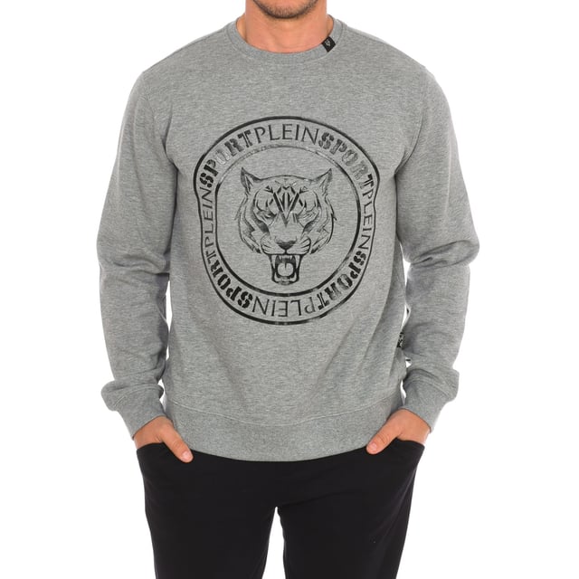 Sweatshirt Plein Sport.
 Ribbed crew neck.
 Brand print on the front.
 Ribbed cuffs and waistband.
 Seams seen in tone.
 Composition: 52% Cotton, 48% Polyester
 Care:
Wash at maximum temperature 30º.
 Iron at medium temperature.
 Do not use bleach.
 Do not use dryer.
 Do not dry clean.
