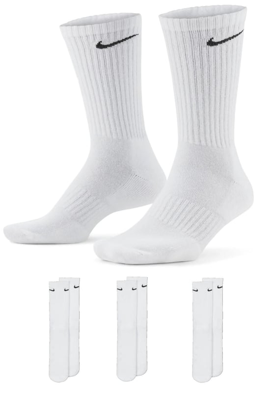 Die Nike Dri-Fit-Technologie sorgt dafür, dass Sie trocken und bequem bleiben. -- . Die dicke Frotteesohle sorgt für Komfort und Stoßdämpfung. Das gerippte Fußgewölbeband sorgt für ein stützendes Tragegefühl. Die Crew-Silhouette bedeckt Ihren Knöchel und die untere Wade. Mit der bewährten Dri-Fit-Technologie von Nike, die Feuchtigkeit ableitet und Ihre Füße trocken und bequem hält, sollten diese Socken ein fester Bestandteil jedes Outfits sein.