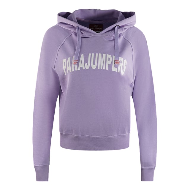 Parajumpers Hoody effen paarse crop hoodie. Blijf warm en stijlvol in de Parajumpers Paarse Hoodie. Deze luxe dameshoodie toont de merkbadge op de linkermouw. Offer stijl niet op voor comfort - maak een statement!. Merkpatchlogo op de linkermouw, 100% katoen. Trui met capuchon, elastische tailleband en mouwen, cropped trui. Pull-over, trekkoord, paarse hoodie, gemaakt in Italië. Stijlcode: Hoody 665 GF33