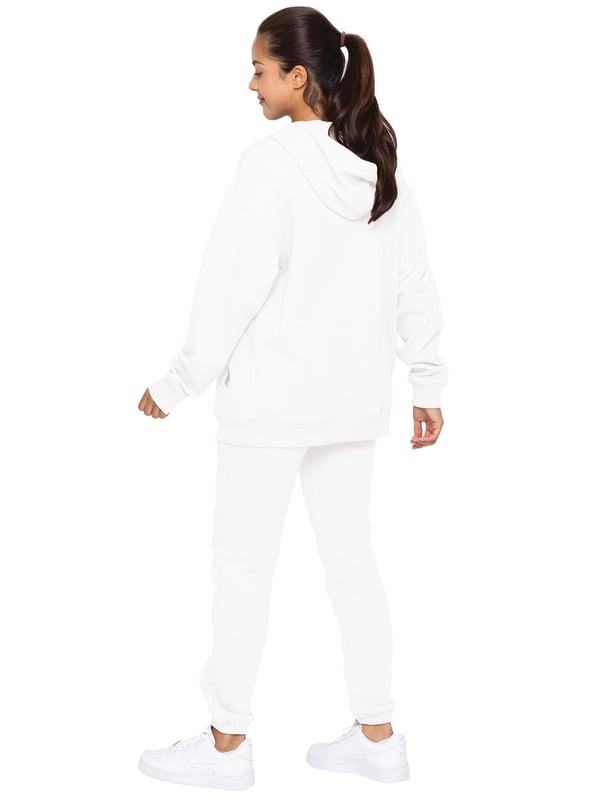 Enzo Womens Oversized Hoodie Tracksuit Set. Pullover Sweatshirt With Hood And Sweatpants Joggers Set. Oversized Hoodie And Regular Fit Joggers With Cuffed Design And Brushed Back Inner Fleece. Oversized Relaxed Fit For Casual Wear. Essential Loungewear Tracksuit.