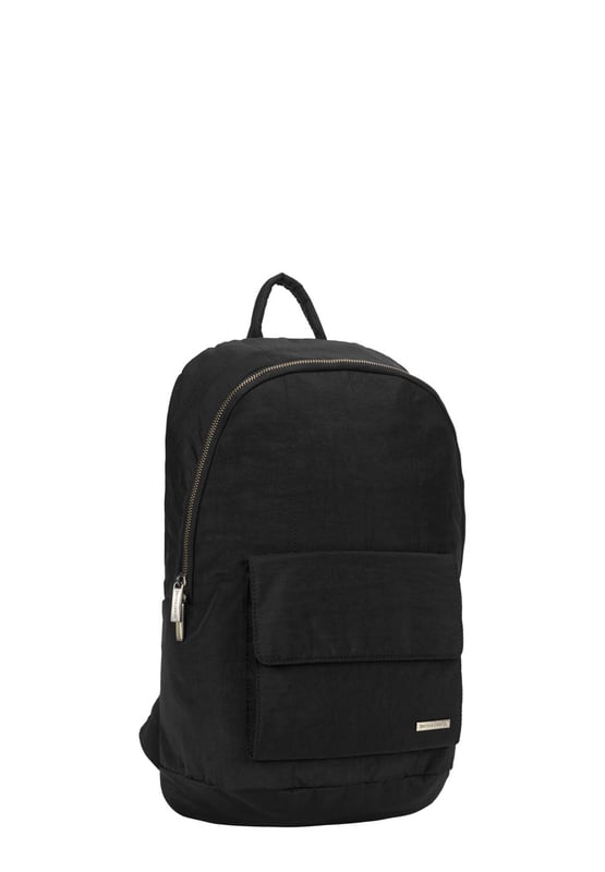 The Zip Around Nylon Backpack is the go-to bag for everyday essentials. The classic silhouette is cut in our signature nylon featuring a flap over zip pocket to the front. Inside features a 15” padded laptop sleeve with additional internal pockets for organised storage. Features: , Zip top opening, Front flap over zip pocket, Rear zip pocket, SMITH & CANOVA antique brass logo, Branded antique brass zips, Padded grab handle, Adjustable padded backpack straps, Internal 15 inch padded laptop sleeve, Internal zip pocket, 2 Internal mobile phone slip pockets - fits normal and plus size smart phones, 2 Internal pen slip pockets Style Ref: 92681 BLACK