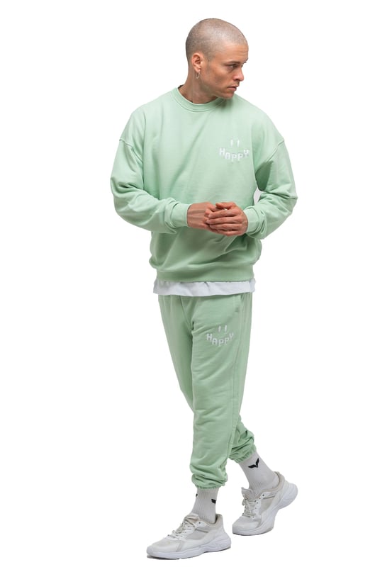 Tom Barron Herren-Trainingsanzug-Set Happy mit Stickerei in Oversize
