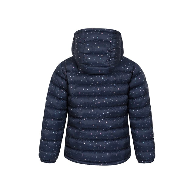 Fabric: Microfibre. Design: All-Over Print, Stars. Fabric Technology: DWR Finish, Heat Retention, Insulating, Lightweight. Neckline: Hooded. Sleeve-Type: Long-Sleeved. Padded. Hood Features: Contrast Lining, Grown On Hood. Pockets: 2 Side Pockets. Fastening: Full Zip.