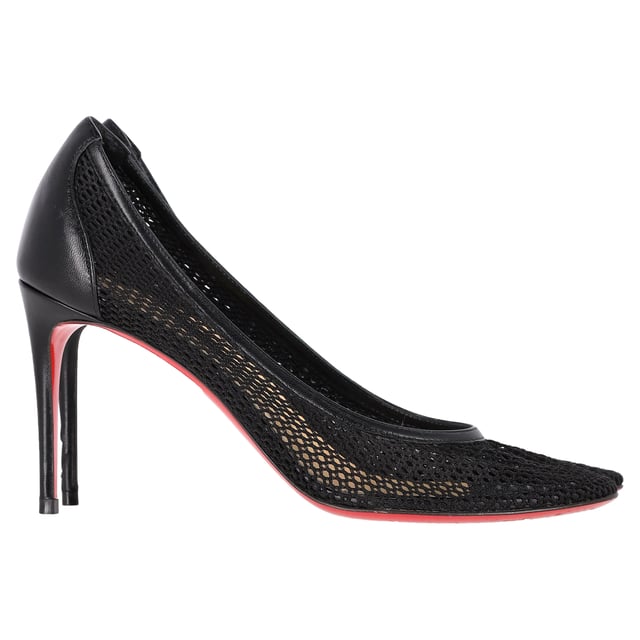 VINTAGE, RRP AS NEW
Step into timeless sophistication with the Christian Louboutin Filomena 85 Pumps in sleek black mesh and leather. These exquisite pumps feature a classic silhouette that effortlessly enhances your wardrobe, combining luxurious materials with Louboutin’s signature flair. The 85mm heel strikes the perfect balance between comfort and height, making them ideal for both day and night. With their alluring design and iconic red sole, these pumps are perfect for making a statement at any occasion. Elevate your style with the ultimate blend of elegance and boldness.

Christian Louboutin Filomena 85 Pumps in Black Mesh and Leather

Condition: Very good
Signs of wear: Minor markings, Lightly used but very well maintained. Minor mark at soles & creasing, light scuffing at the soles and heels.
Packaging: None
Color: Black
Material: Polyester
Size: FR37.5/UK3.5/IT36.5/US6.5
Measurements: Heel height: 90; Insole length: 260
SKU: NAPPUGBSH398061W