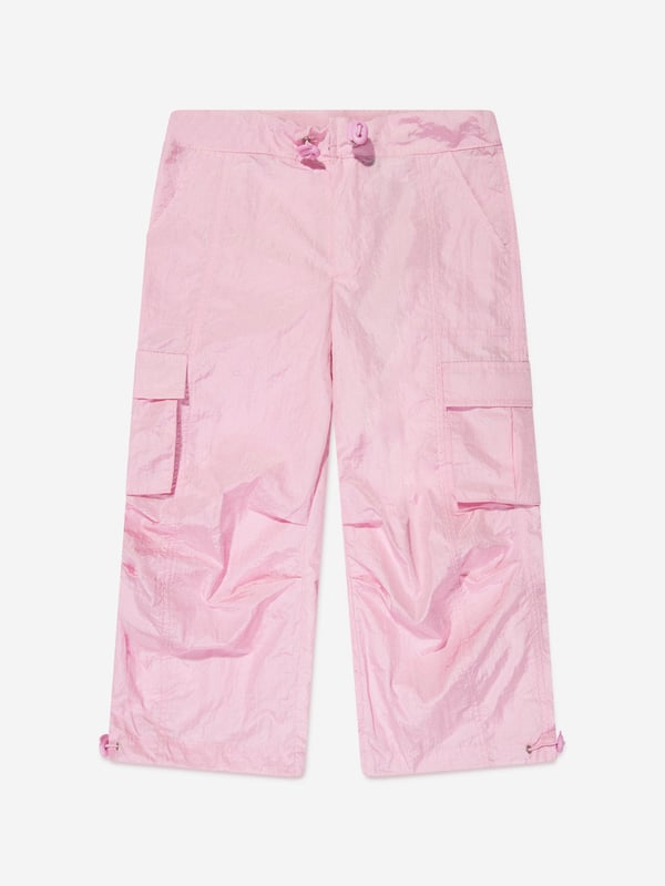 Dream big and feel fab with these girls pink woven cargo pants from AY by Ayla. The stylish and dramatic piece offers a light weight designed to look good with every move. Dance, jump and twirl with effect thanks to an on-trend aesthetic straight out of a music video. Pair with the label's sleeveless knit top for a cool and chic look. Elasticated Toggle Waistband 2 Side Pockets 2 Cargo Pockets 2 Back Pockets