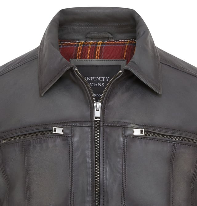 This Harrington biker jacket is a timeless classic, crafted from premium lamb leather with a vintage rub-off finish for a distinctive, worn-in look. Designed with functionality and style in mind, it features four outer zipped pockets and two internal pockets for practicality, along with a soft cotton lining for added comfort. The jacket’s sleek design, durable construction, and retro vibe make it an ideal choice for both casual outings and biker enthusiasts.

Premium lamb leather with a unique vintage rub-off finish.
Soft cotton lining for maximum comfort.
Four outer zipped pockets and two internal pockets for ample storage.
Classic Harrington collar for timeless style.
Durable front zip closure for easy wear.
Perfect for casual wear or adding a retro touch to your wardrobe.