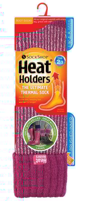Boot Socks Heat Insulated Socks Heat Holders Ladies Ribbed Thermal
