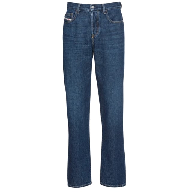 Diesel Blue Jeans , Vanlig midja, Tapered Leg, Button Fly , 100% bomull, Dark Denim, Stitched Badge, Blue Denim.