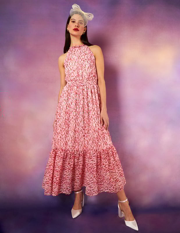 Be bold with our Drawstring Halterneck Midi Dress. Whether you need a statement dress to stay on trend for your next date night or want a new office dress for spring, weve got you covered.  