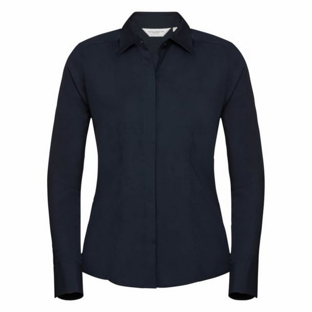 One of the great classic shirt fabrics, combining elegance with durability and wearer comfort. Smart and stylish fitted shirt design in a fine poplin fabric. Concealed placket. Stylish yoke design. Darts on bust front hem and back panel for fitted shape. Decorative top stitch on darts. Modern rounded 2 button cuffs. Rounded hem. The elegant lightweight fabric is especially suited for finer embroideries. Also available in mens sizes, code 924M. Weight: 110- 115g/m². Fabric: 65% Polyester, 35% Cotton. XS (30-32: To Fit (ins), 8: Dress Size). S (32-34: To Fit (ins), 10: Dress Size). M (34-36: To Fit (ins), 12: Dress Size). L (36-38: To Fit (ins), 14: Dress Size). XL (38-41: To Fit (ins), 16: Dress Size). 2XL (41-44: To Fit (ins), 18: Dress Size). 3XL (44-47: To Fit (ins), 20: Dress Size). 4XL (47-51: To Fit (ins), 22: Dress Size). RUSSELL COLLECTION - a variety of Mens and Womens corporatewear in a wide range of styles, colours and sizes.