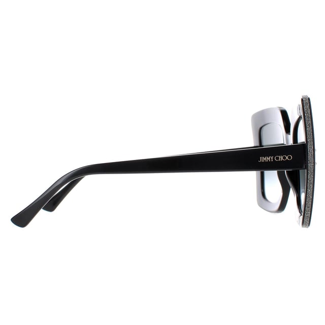 Jimmy Choo Square Womens Black Dark Grey Gradient AURI/G/S  Sunglasses are a glamorous square frame, enhancing your facial features while providing optimal sun protection. The high-quality acetate material used in their construction ensure durability and comfort, making them the ideal companion for both everyday wear and special occasions. The Jimmy Choo logo features on the slender temples for brand authenticity.