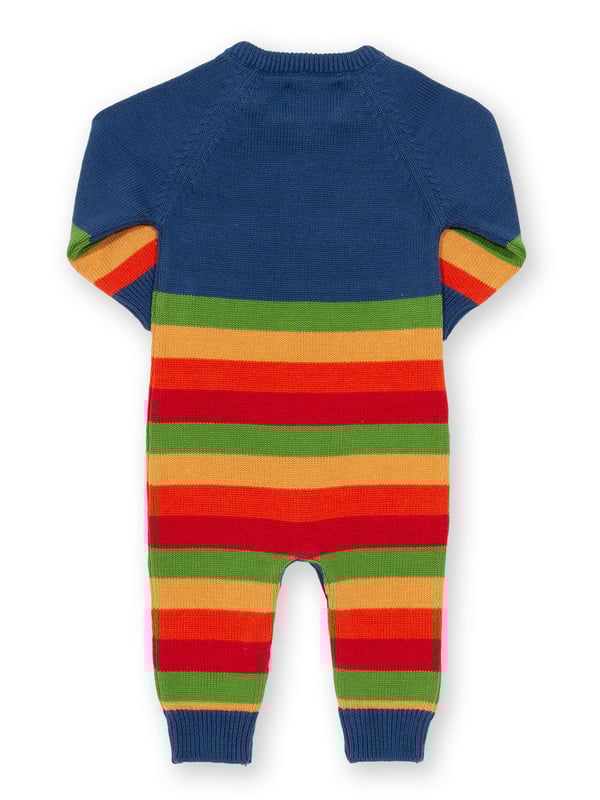 Colourful and cute! Perfect for playing or snoozing, this beautiful veggie knit romper is comfy, practical and great for the season. Featuring Kite's vibrant rainbow stripe and gorgeous veggie appliqué design.