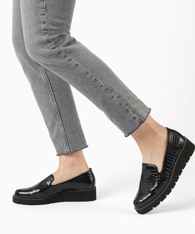 Dune Ladies GLIDES CrocDebossed Flatform Loafers