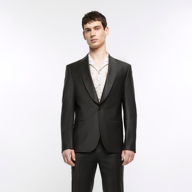 River Island Mens Suit Jacket Brown Slim Fit Wool Premium