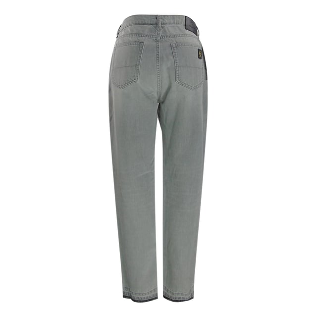 Graue Jeanshose von Belstaff, Knopfleiste, 100 % Baumwolle. Hergestellt in Tunesien, geprägtes Belstaff-Abzeichen