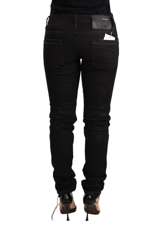 Brand: ACHT
  Condition: Brand new with tags
  Material: Cotton
  Color: Black washed
  Fit: Slim fit
  Waist: Low waist
  Style: Skinny denim
  Closure: Zipper and button
  Features: Logo details
  Gender: Women