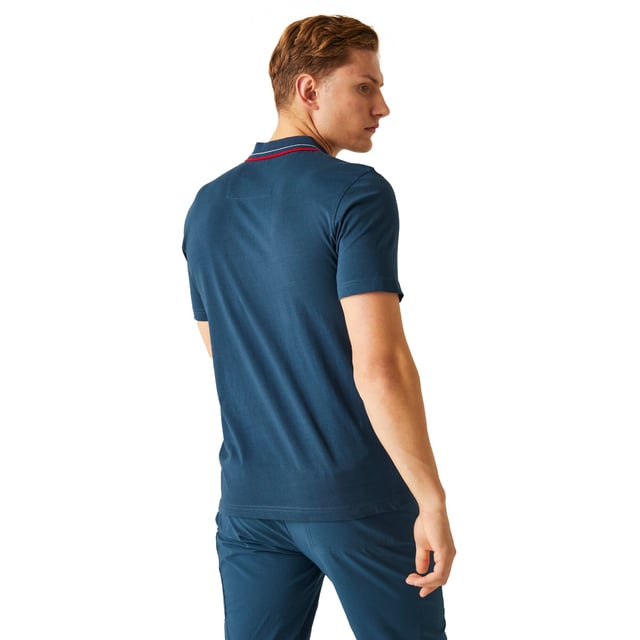 100% Cotton. Fabric: Coolweave. Design: Logo. Fastening: Button. Neckline: Contrast Stripe, Turn Down Collar. Sleeve-Type: Short-Sleeved. Fabric Technology: Breathable. 3 Button Placket. 160gsm. Sustainability: BCI Approved, Sustainable Materials. S: 38 in. M: 40 in. L: 42 in. XL: 44 in. XXL: 48 in. 3XL: 51 in. 4XL: 54 in. 5XL: 57 in.