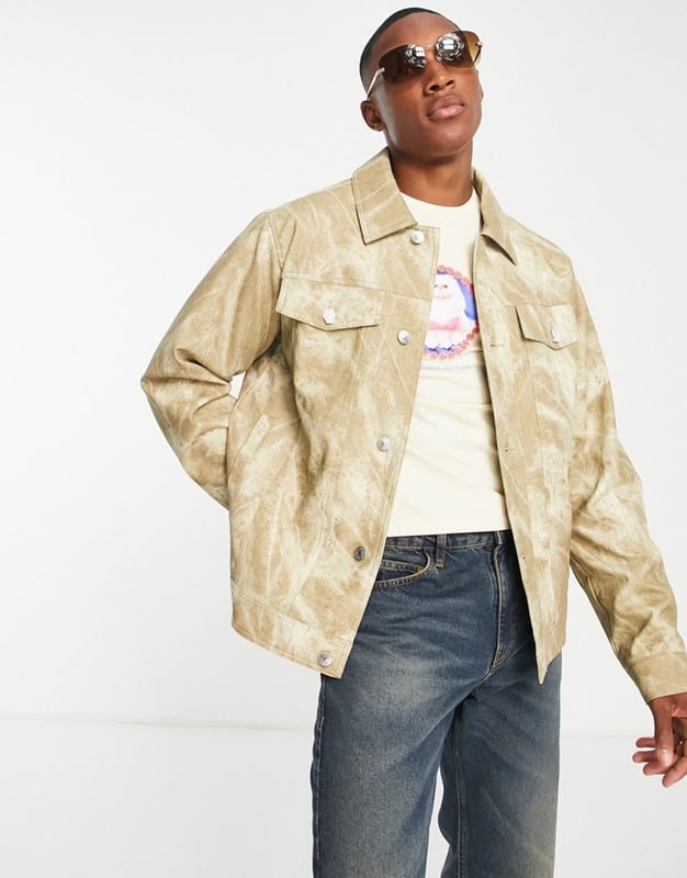 Topman distressed denim jacket top