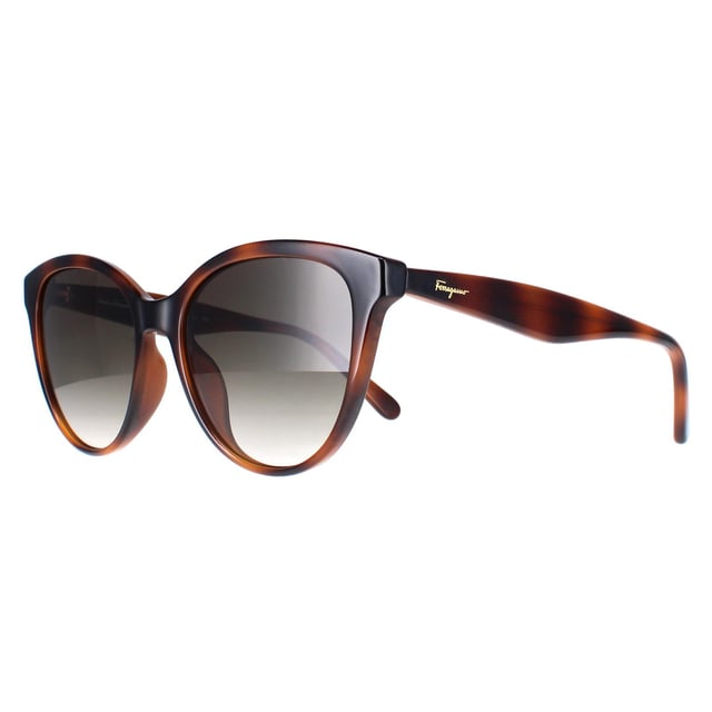 Las gafas de sol Salvatore Ferragamo SF1073S 240 gris tortuga degradado son unas elegantes monturas cat eye fabricadas en acetato ligero. El icónico logotipo de Salvatore Ferragamo está sutilmente grabado en las patillas, mostrando el toque característico de la marca.