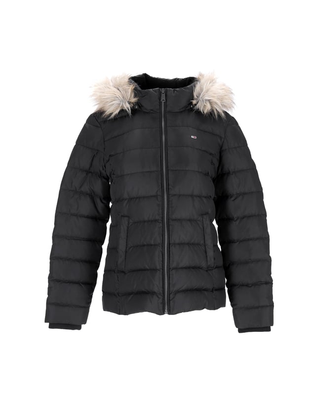Tommy Hilfiger Womens Essential Hooded Down Jacket in Black Polyester