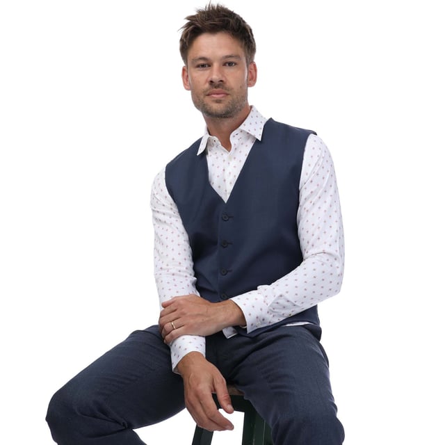 Ted Baker Formal Waistcoat voor heren in blauw.- Single breasted gilet met 5 knopen voor.- Comfortabele, ademende stof.- Slim fit.- Buitenkant: 88% Wol, 8% Polyester, 4% Elastaan. Ref: TB023WS.