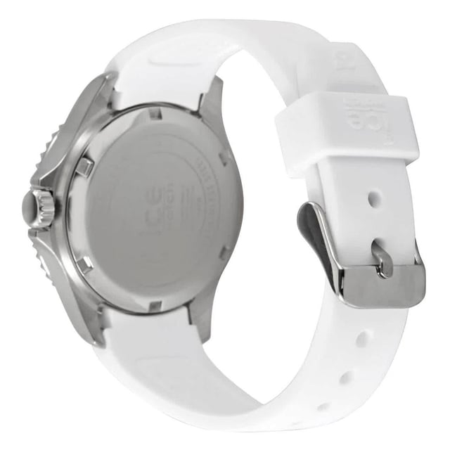 Diese Ice Watch Ice Steel - White Pastel Pink Analog Uhr für  Damen ist das perfekte Accessoire zum tragen oder verschenken. Ihr Silber 35 mm Rund Gehäuse kombiniert mit dem bequemen Weiß Armband aus  Silikon garantiert, dass Sie diese atemberaubende Uhr kompromisslos genießen werden. Angetrieben von einem hochwertigen Quarz Uhrwerk und wasserdicht bis 10 bars, läuft Ihre Uhr stets weiter. Diese Uhr mit einem superweichen Silikonarmband verleiht all Ihren Outfits einen Hauch von lebendigem Stil! Diese Analoguhr verfügt über eine Kalenderfunktion: Datum, leuchtende Zeiger und leuchtende Zahlen. Diese hochwertige Uhr hat ein Weiß Silikon Band ( 19 cm Länge und 16 mm Breite) mit einer Dornschließe Gehäusedurchmesser: 35 mm,Gehäuse Höhe: 11 mm, Gehäusefarbe: Silber, Zifferblattfarbe: Rosa