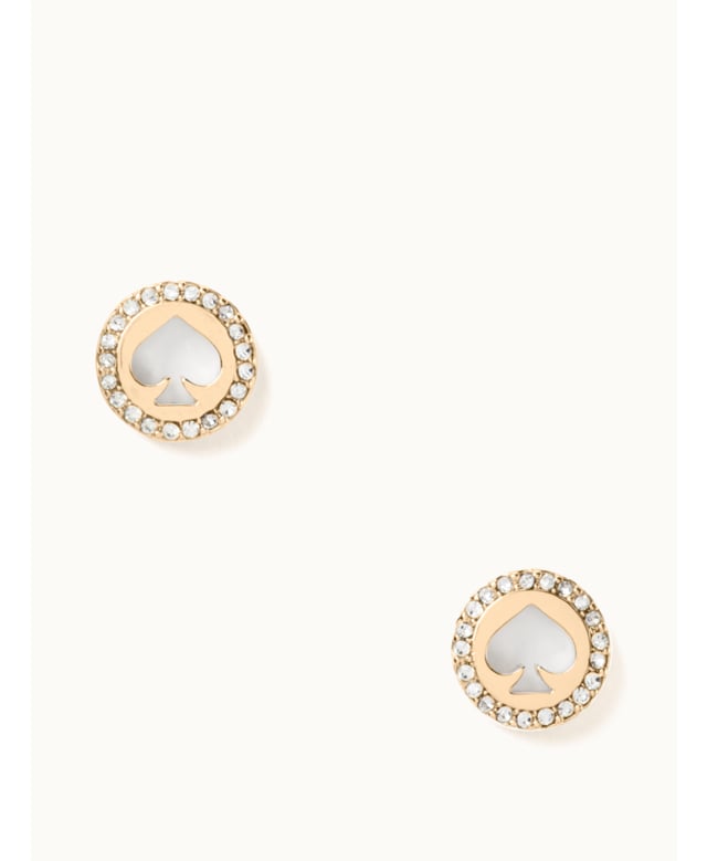 Pave Halo Spade Studs,  Length: 0.90 Cm,  Width: 1.00 Cm,  Height: 1.10 Cm
