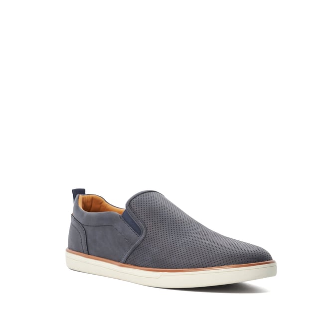 Dune Mens Totals - Perforated Embossed Casual Shoes Refine your casual styling with Totals. Our sleek profile is embossed with a perforated effect for a touch of sophistication. Designed for ease, the back tab pull ensures effortless wear, while the comfort-padded sock enhances every step with a cushioned feel.