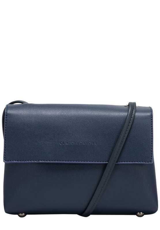 Grab this wardrobe MUST-HAVE and dress it up or go casual. The Cindi cross-body, made from unlined PU, is the perfect hands free option for ultimate style. The flap over fastening opens to reveal an added zip to keep all your essentials safe! Features: , Unlined smooth PU, Claudia Canova blind debossed logo, Flapover front with magdot fastening, Zip top opening, Two internal compartments, Gunmetal hardware, Gunmetal studded feet Style Ref: 84385 NAVY