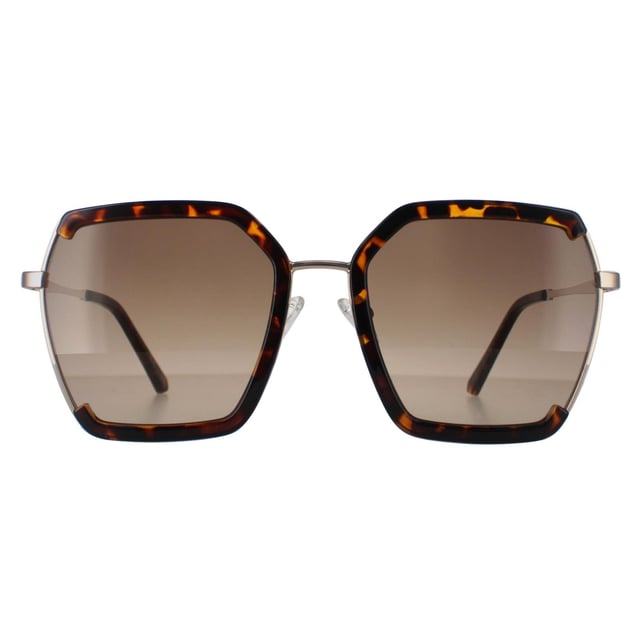 Guess Rimless Womens Dark Havana Brown Gradient GF0418  Sunglasses are a stylish rimless silhouette that radiates confidence and style, perfect for making a bold fashion statement. Meticulously crafted with a lightweight yet durable frame, these sunglasses prioritize both comfort and enduring style, while the iconic Guess logo discreetly embellishes the temples, embodying superior craftsmanship and refined taste. Not just a fashion accessory, these sunglasses offer top-tier eye protection with high-quality lenses ensuring superb UV protection, delivering clarity and reducing glare.