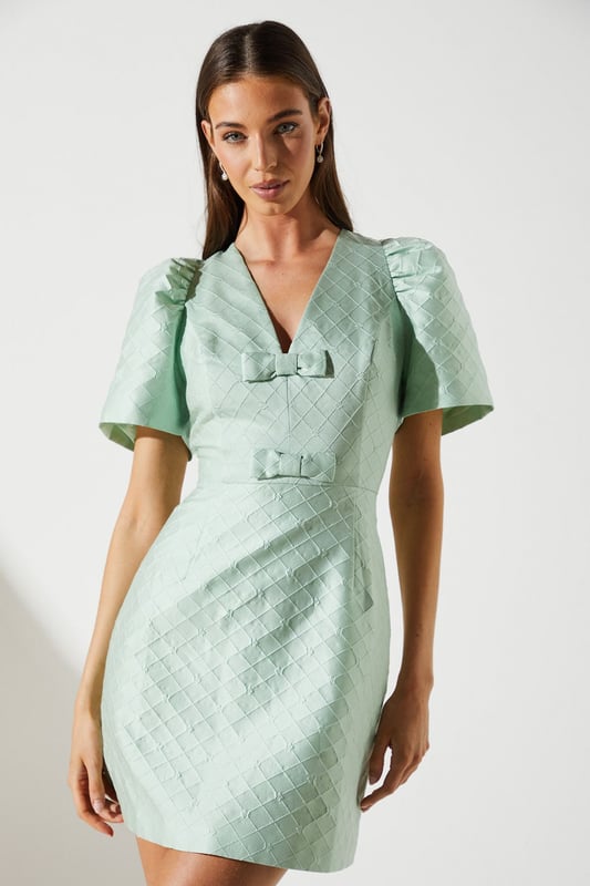 knee length dresses for ladies Jacquard Bow Mini Dress – Endless Rose main image 1