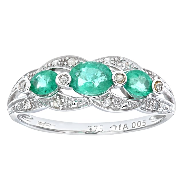 9K (375) White Gold: 2gr; # Diamond: 0.05ct; # Emerald: 0.71ct