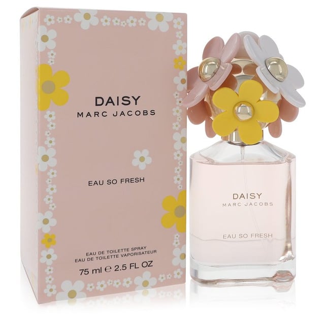 Daisy Eau So Fresh by Marc Jacobs is a floral fruity fragrance for women. Top notes are grapefruit green notes raspberry and pear. Middle notes are jasmine rose violet litchi and apple blossom. Base notes are musk virginia cedar and plum. Daisy Eau S
