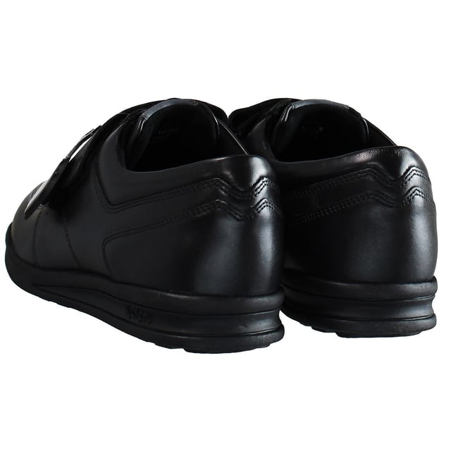 Patadas Troiko Strap Up Black Smooth Leather Mens Zapatos 1_14138