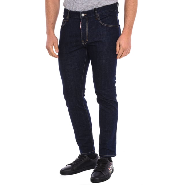 Long pants Dsquared2.
 Straight cut bottoms.
 Main closure with invisible buttons.
 Two open pockets on the sides.
 Two open pockets on the back.
 Waist with belt loops.
 Brand print on a back pocket.
 Composition: 99% Cotton, 1% Elastane.
 Care:
Wash at maximum temperature 30º.
 Iron at low temperature.
 Do not use bleach.
 Do not use dryer.
 Do not dry clean.