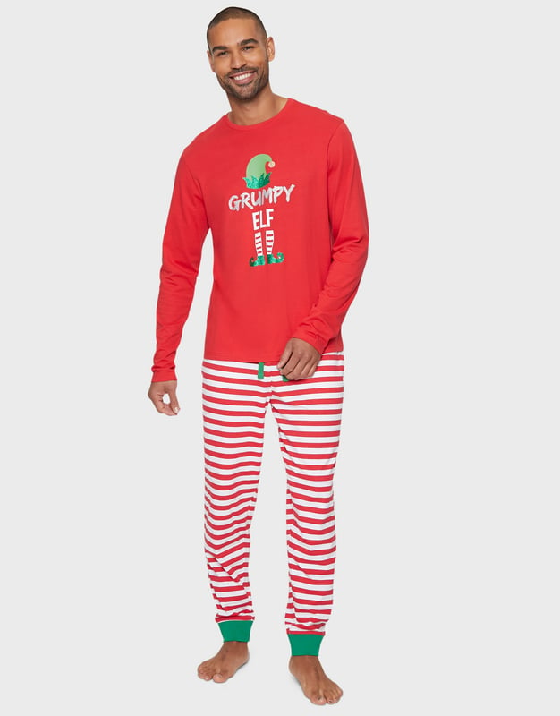 Cotton Family Christmas 'Cane' Elf Pyjama Set