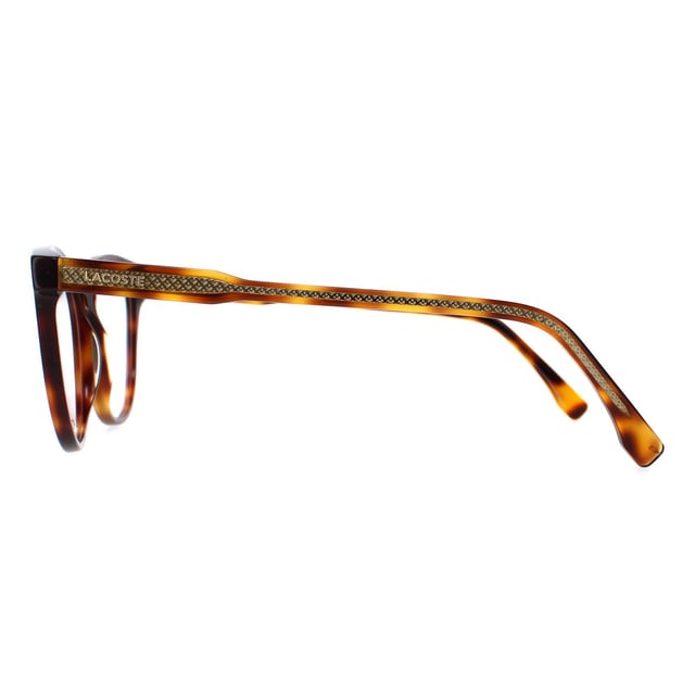 Lacoste Round Womens Brown Havana L2869  Glasses are a stylish and contemporary eyewear option that combines modern round design with high-quality materials to create a sleek and sophisticated look. The frames are made of lightweight plastic and the Lacoste branding on the temples adds a touch of sophistication.