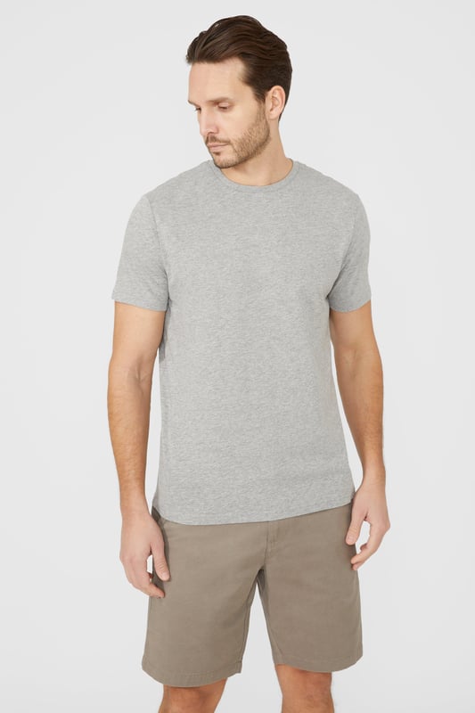 Cotton Crew Neck T-shirt. Consciously made from super-soft fabrics, look to this must-have crew T-shirt for men. Boasting short-cut sleeves, a comfortable neckline, and a tailored cut finish.