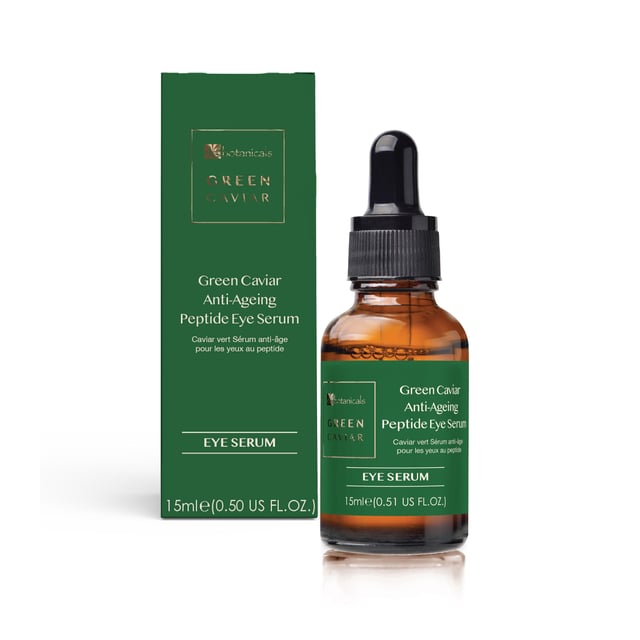 Dr Botanicals Green Caviar Anti-Ageing Peptide Eye Serum is a concentrated and lightweight formula that promotes antioxidant protection and increases hydration levels. Infused with Green Caviar and Matrikine Peptide 6, it deeply moisturizes, improves elasticity, and reduces the appearance of fine lines and wrinkles. Strengthen your skin's barrier function and achieve a healthy, glowing complexion with this revitalising serum.