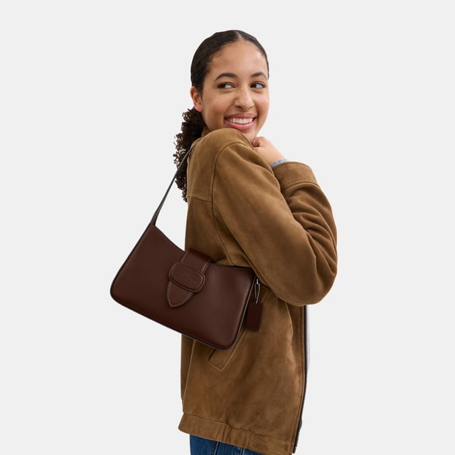 Eliza Shoulder Bag with Leather Covered Closure, Two credit card slots
 Inside zip pocket,  Length: 24.50 cm,  Width: 6.50 cm,  Height: 16.50 cm