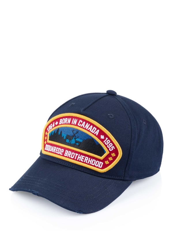 100% algodón; Dsquared2 Nacido en Canadá Gorra;  Modelo: BCM0475-05C00001-3073;  Mano de obra de alta calidad;  Tamaño ajustable;  Sombra curva;  aspecto usado;  Detalles del logotipo de Dsquared2