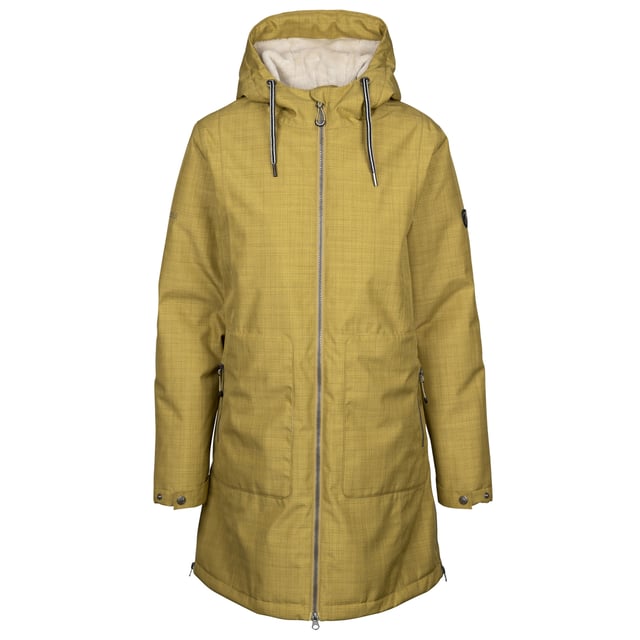 100% Polyester. Skal: TPU-membran. Foder: Pälsad fleece, mjuk. Tyg: Texturerat. Design: Badge, rutig. Tygteknik: Slitstark, TP50, Vattentät. Manschett: Justerbar, nitar. Halsringning: Kapuschong, stående krage. Ärmtyp: Långärmad. Tejpade sömmar. Funktioner i huva: Dragsko, påväxt på huva. Längd: Lång. Fickor: 2 sidofickor, 1 innerficka, dragkedja. Fästning: Tvåvägsdragkedja. Nederkant: Böjd, dragkedja i sidan. XXS: 31 tum. XS: 32 tum S: 34 tum M: 36 tum L: 38 tum XL: 40 tum XXL: 42 tum. 3XL: 44 tum.
