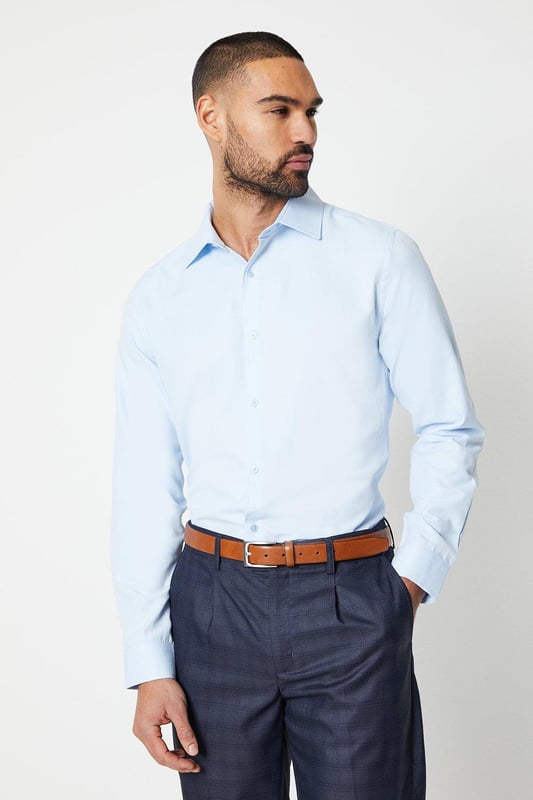 Presented in slim, skinny and tailored fit and available in a wide range of collar sizes, our collection of formal shirts has something for every style and occasion. Choose from a variety of textures herringbone, twill or poplin for an extra-special touch. Style: Tailored Fit Herringbone Weave Shirt.  Ideal for: Smart.  Model wears size M (or 15.5in) and is 6' 1" tall.