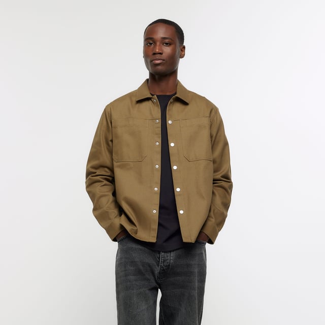 Khaki best sale mens overshirt