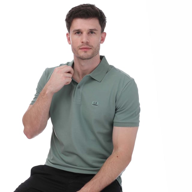 Men's C.P. Company Stretch Piquet Regular Polo Shirt in Green