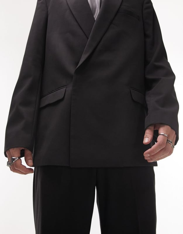 Topman wrap suit jacket in black