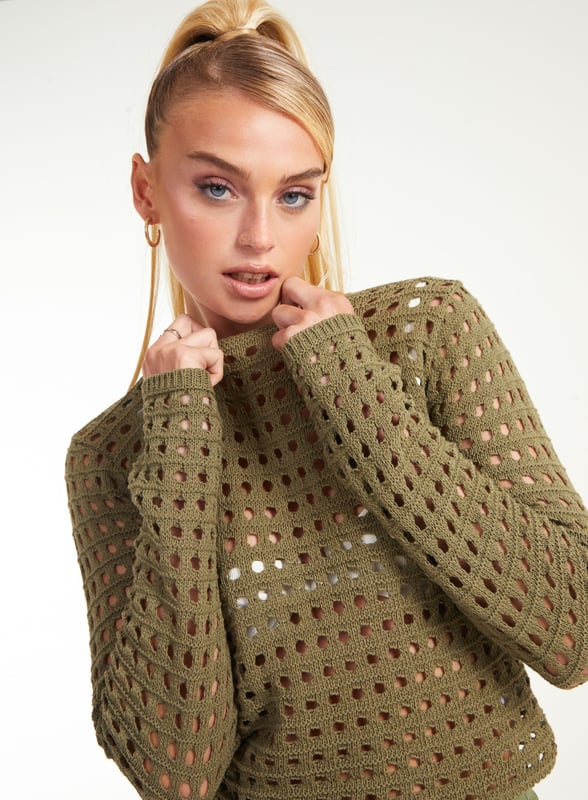 Cool It Crochet Short Sleeve Top Lime main image 0