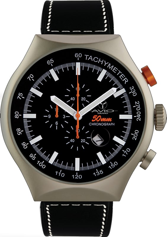 Avio milano: reloj negro para hombre de 50 mm